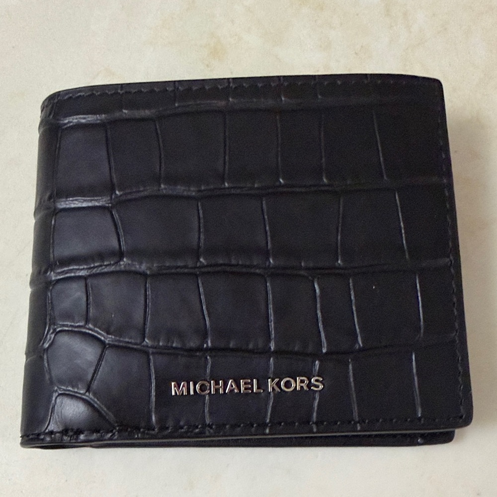 Michael Kors Croc-Embossed Black Wallet
